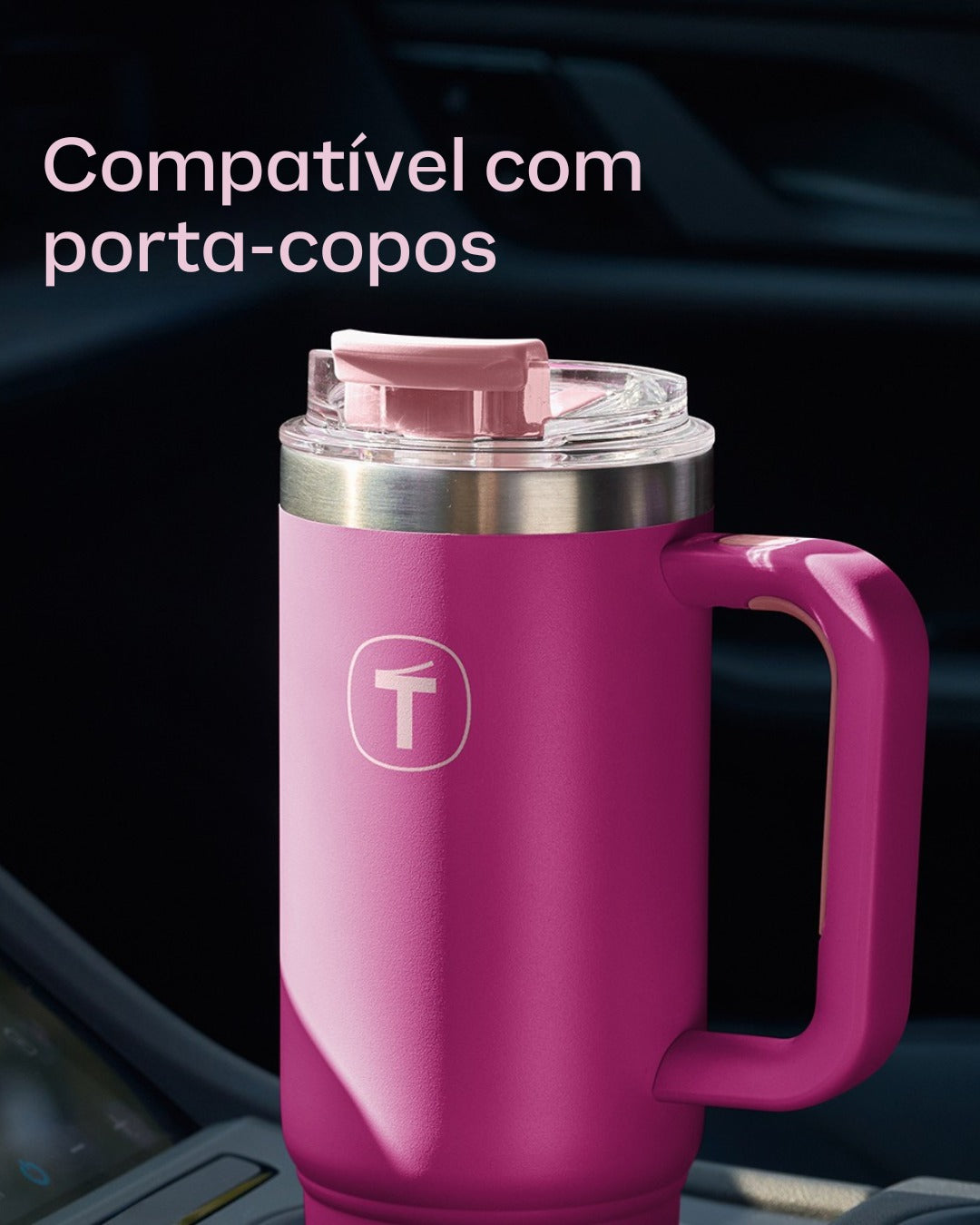 Copo Térmico Big T Com Canudo 1,1L Rosa
