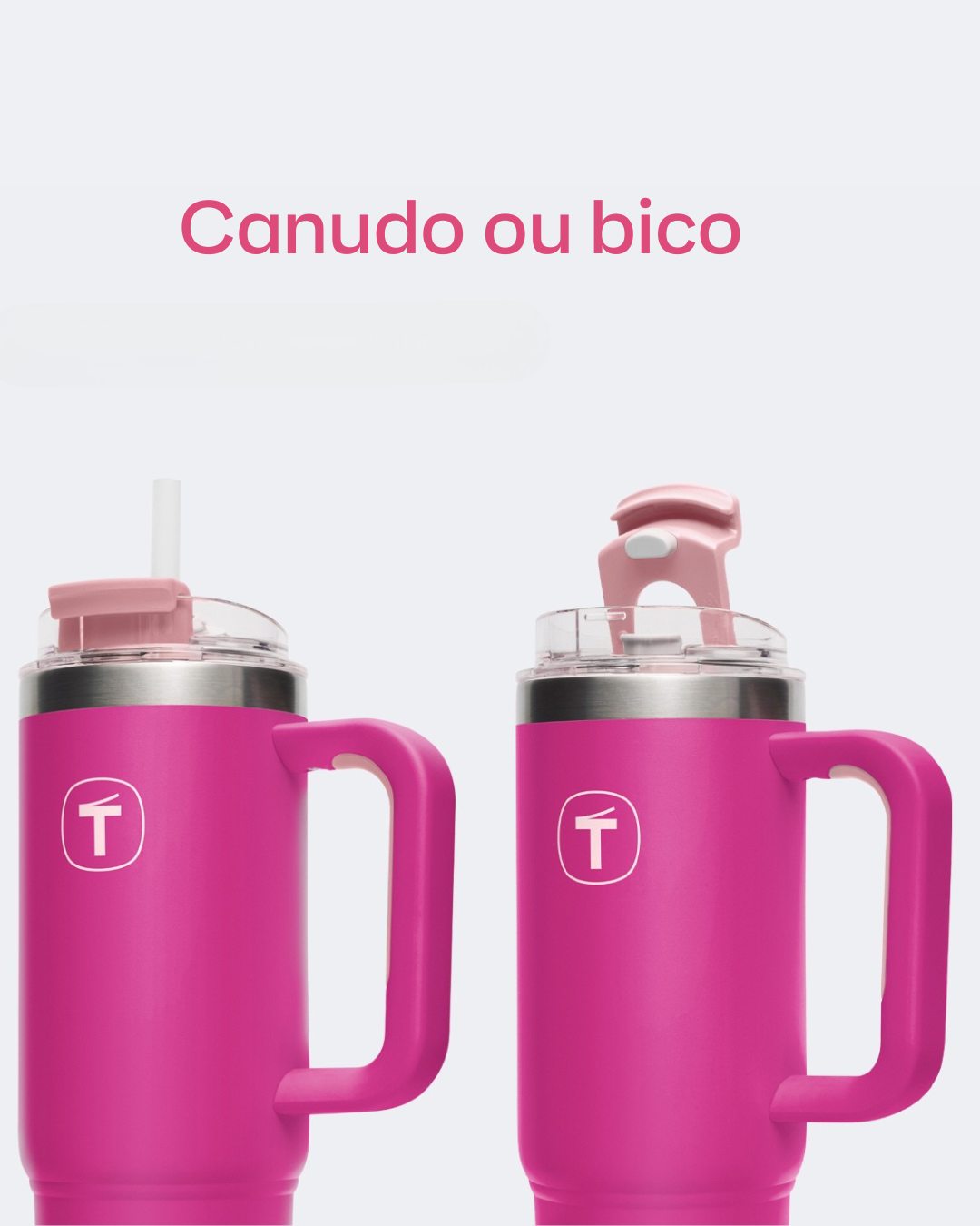 Copo Térmico Big T Com Canudo 1,1L Rosa