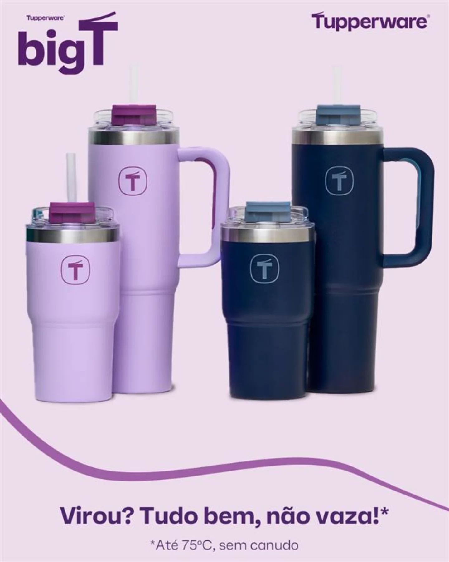 Copo Térmico Big T Com Canudo 630ml Lilás
