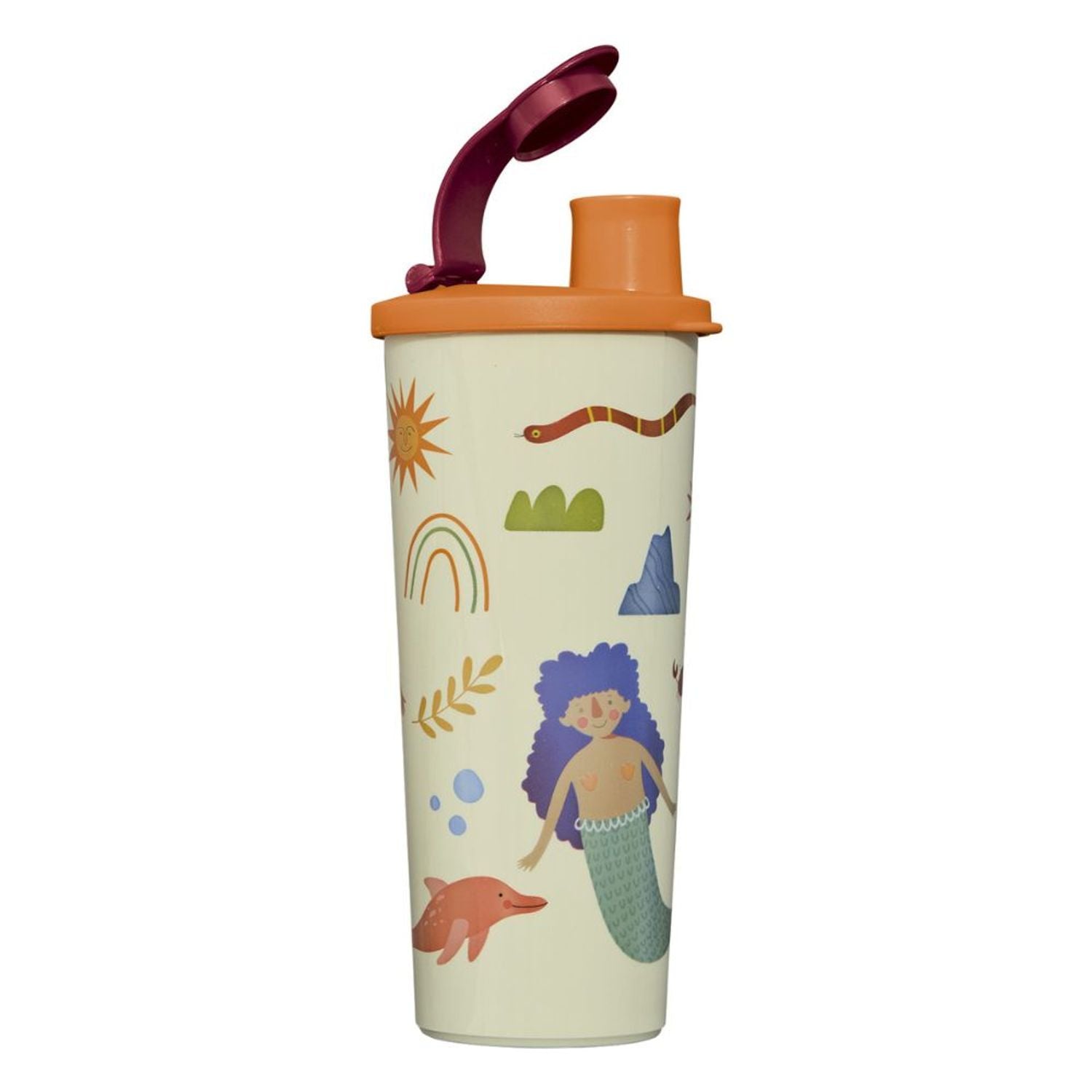 Copo Com Bico Folclore Tupperware 470ml Laranja