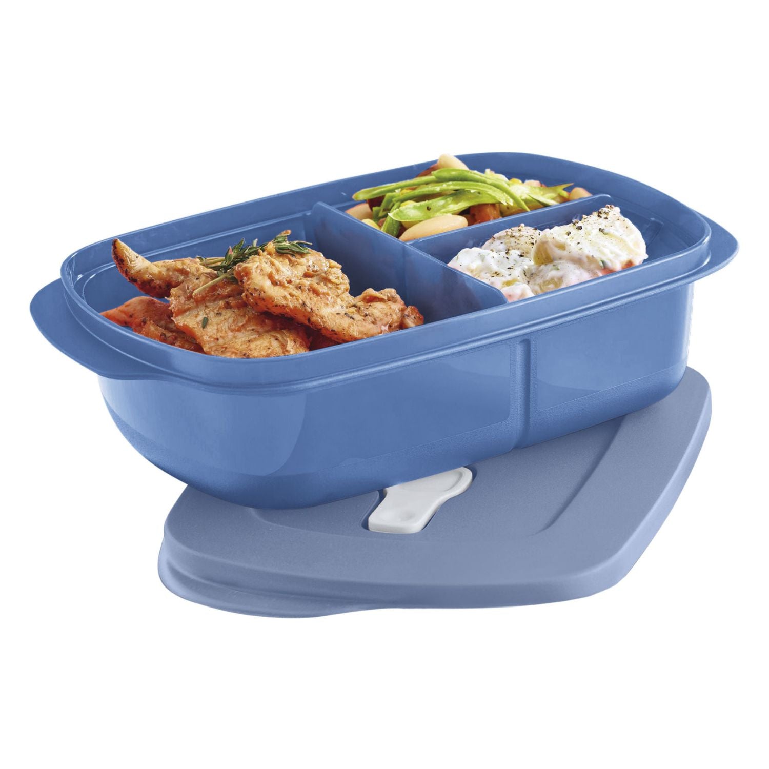 Pote para Micro-Ondas Cristalwave Retangular c/ Divisórias Tupperware 1L Azul Mineral